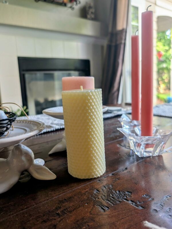 White Beeswax Honeycomb Pillar - Image 2